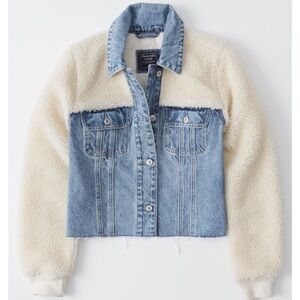 Abercrombie & Fitch Cropped Sherpa/Denim Jacket